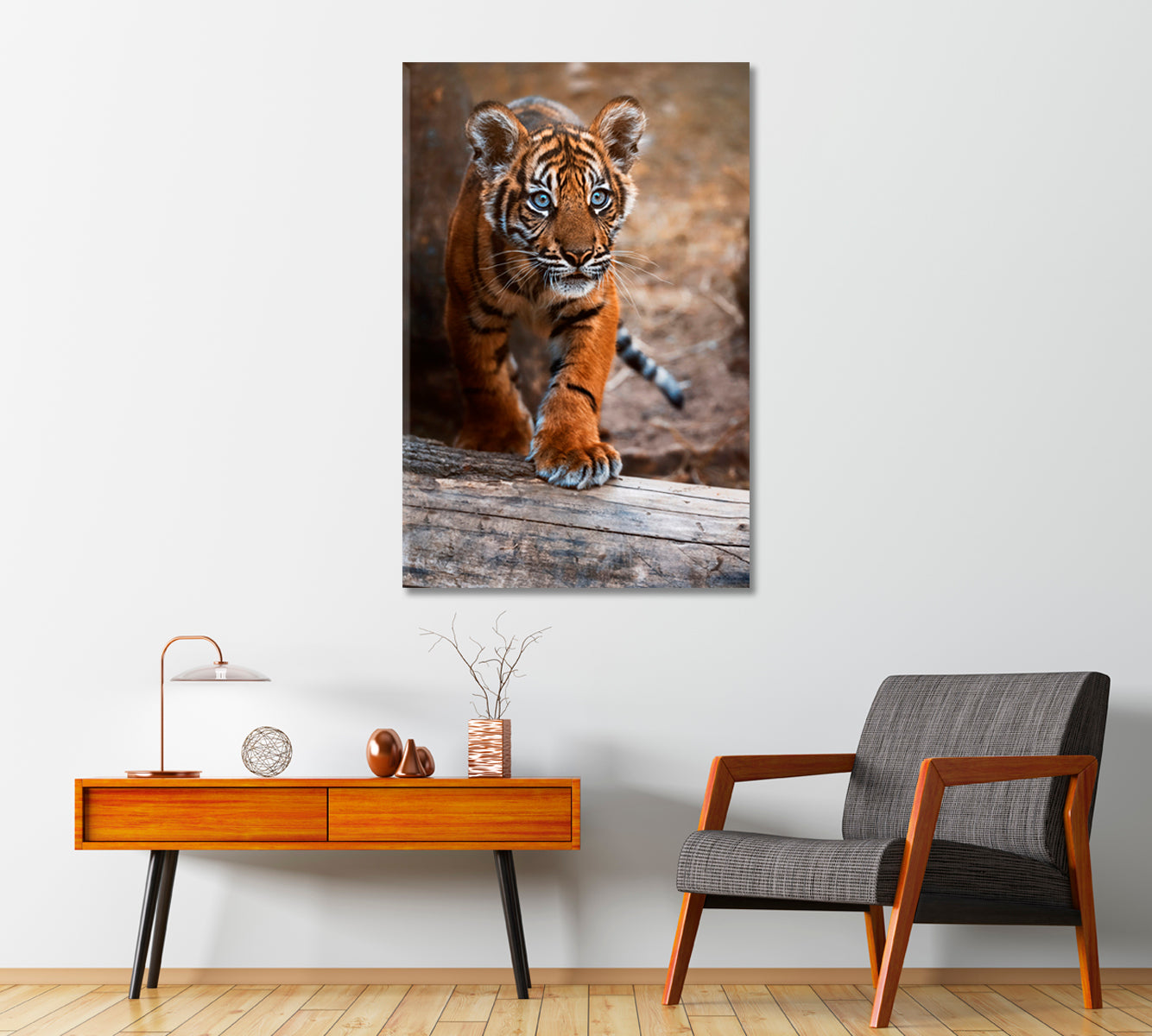 Sumatran Tiger Cub Canvas Print-Canvas Print-CetArt-1 panel-16x24 inches-CetArt