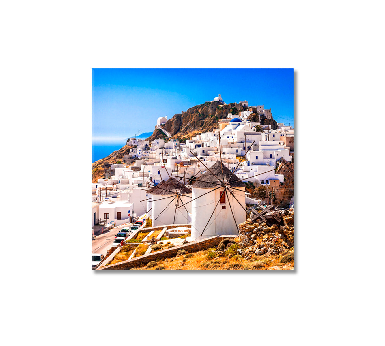 Serifos Island Chora Village and Windmills Greece Canvas Print-Canvas Print-CetArt-1 panel-12x12 inches-CetArt