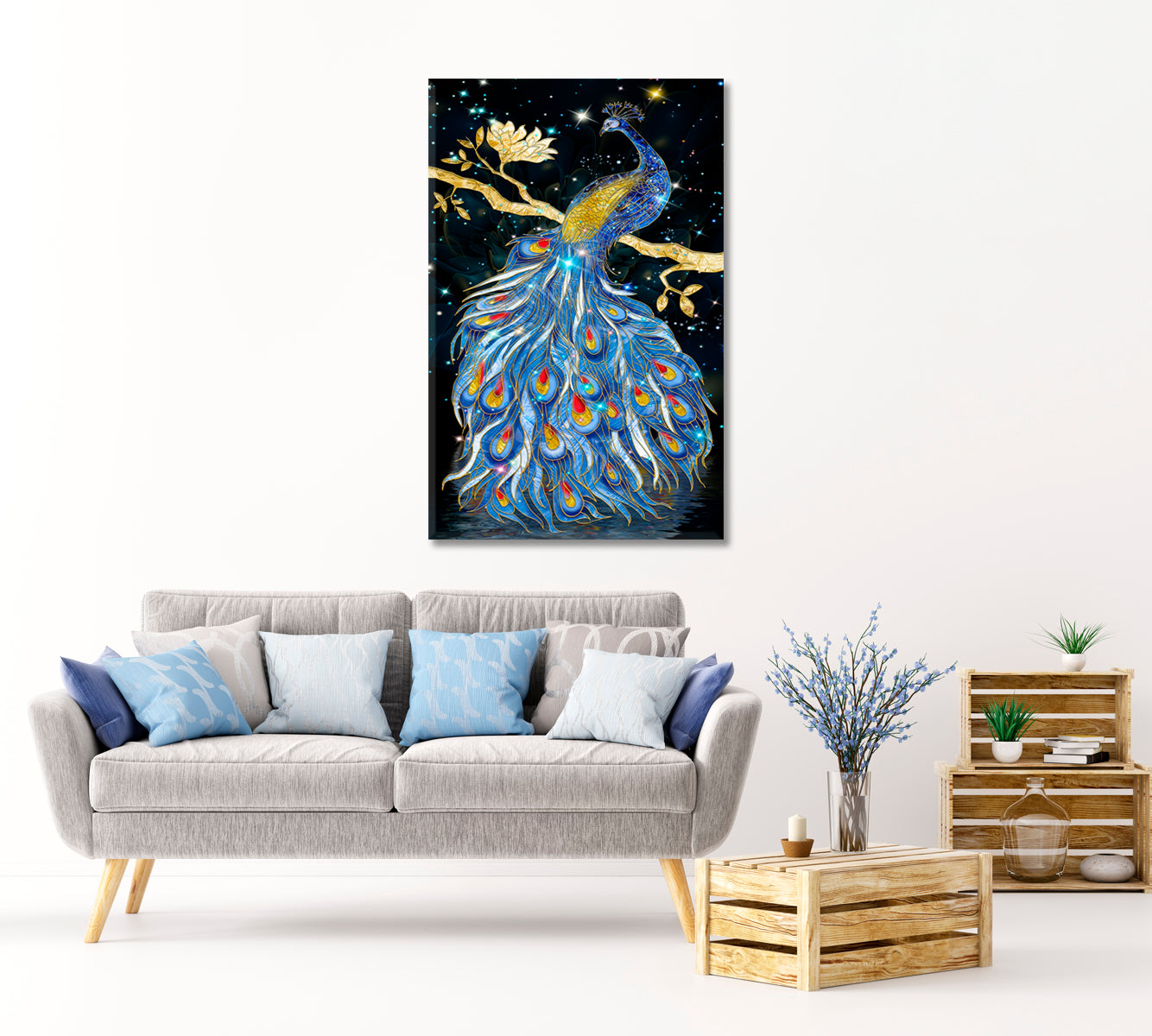 Colorful Peacock Canvas Print-Canvas Print-CetArt-1 panel-16x24 inches-CetArt