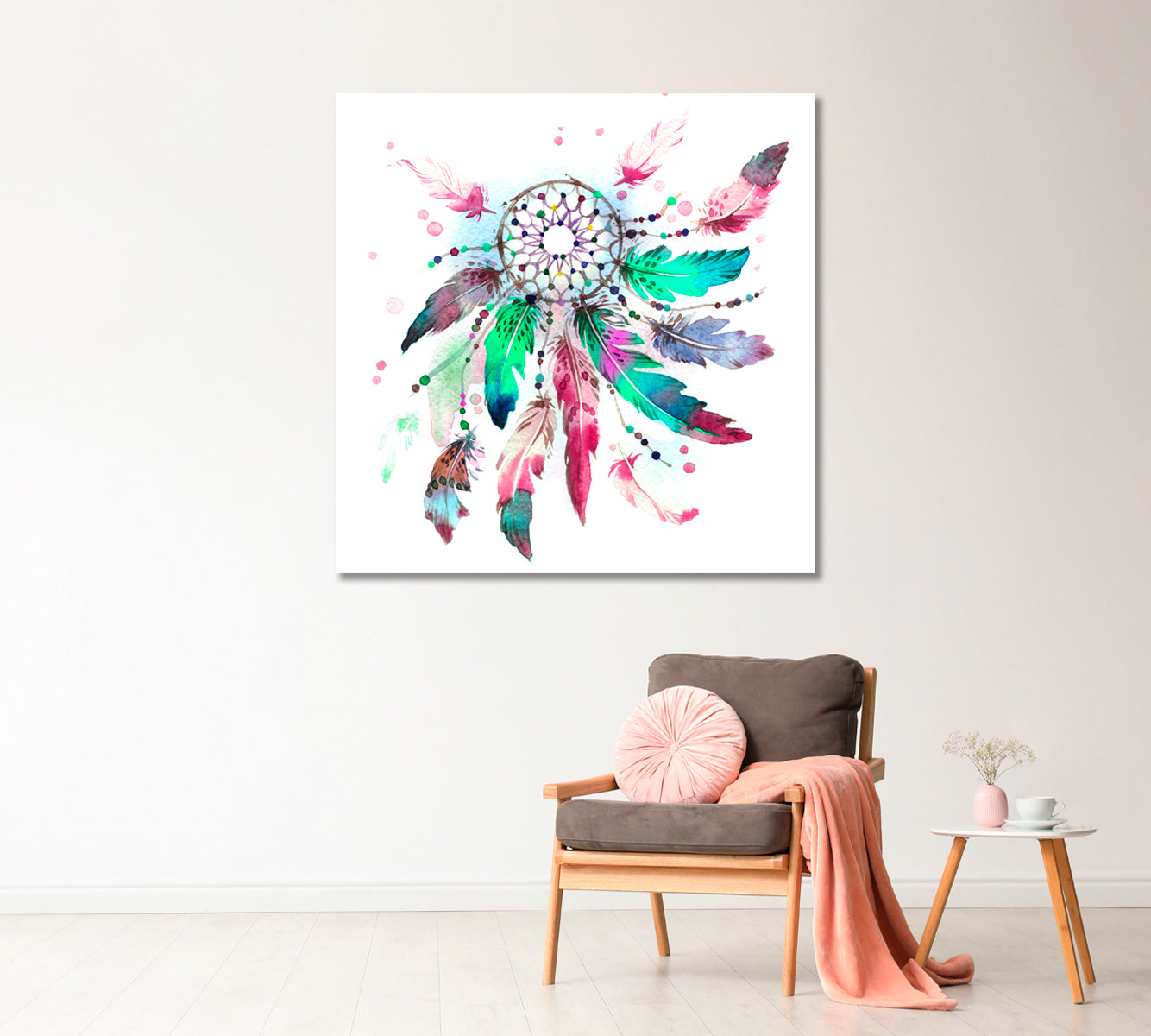 Watercolor Painting Dreamcatcher Canvas Print-Canvas Print-CetArt-1 panel-12x12 inches-CetArt