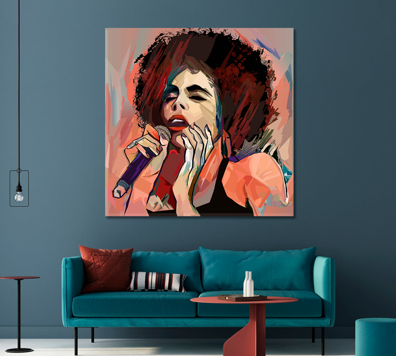 Jazz Singer with Microphone Canvas Print-Canvas Print-CetArt-1 panel-12x12 inches-CetArt