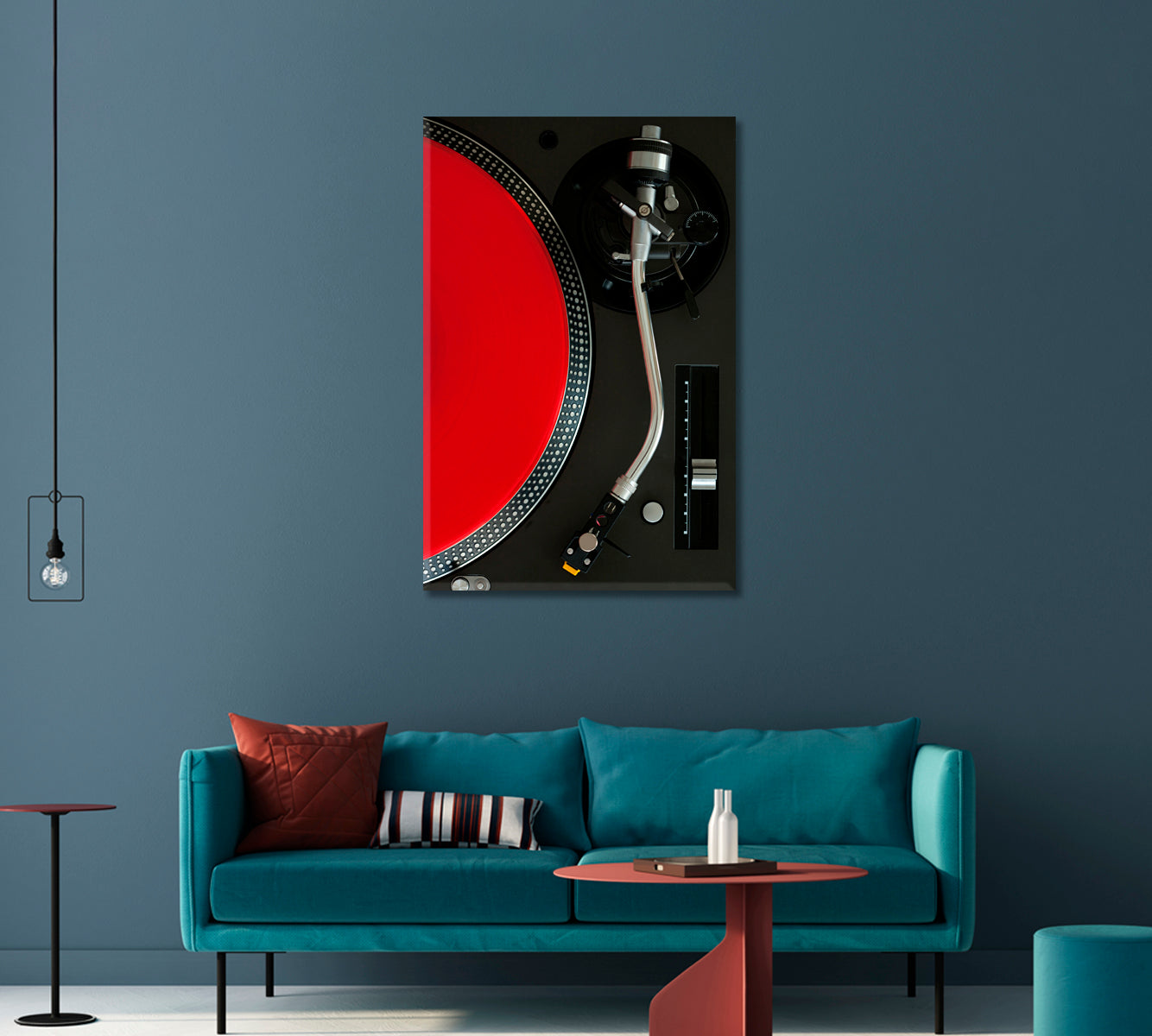 Record Player with Red Vinyl Record Canvas Print-Canvas Print-CetArt-1 panel-16x24 inches-CetArt