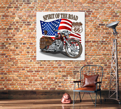 Vintage Route 66 Motorcycle Canvas Print-Canvas Print-CetArt-1 panel-12x12 inches-CetArt