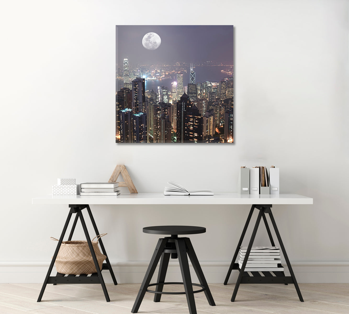 Skyline of Hong Kong City Canvas Print-Canvas Print-CetArt-1 panel-12x12 inches-CetArt