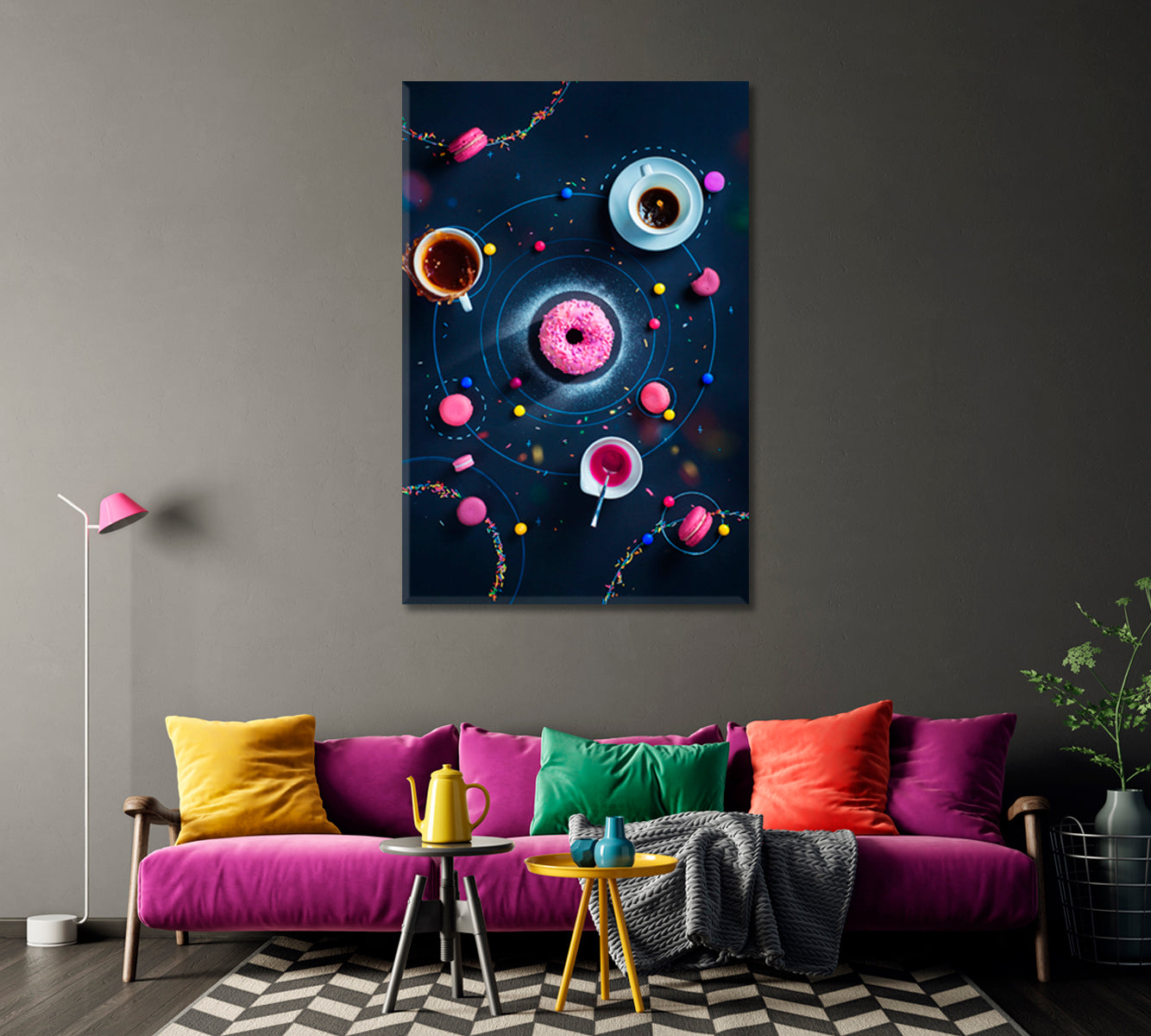 Space Donut Macaron Stars and Orbits Canvas Print-Canvas Print-CetArt-1 panel-16x24 inches-CetArt