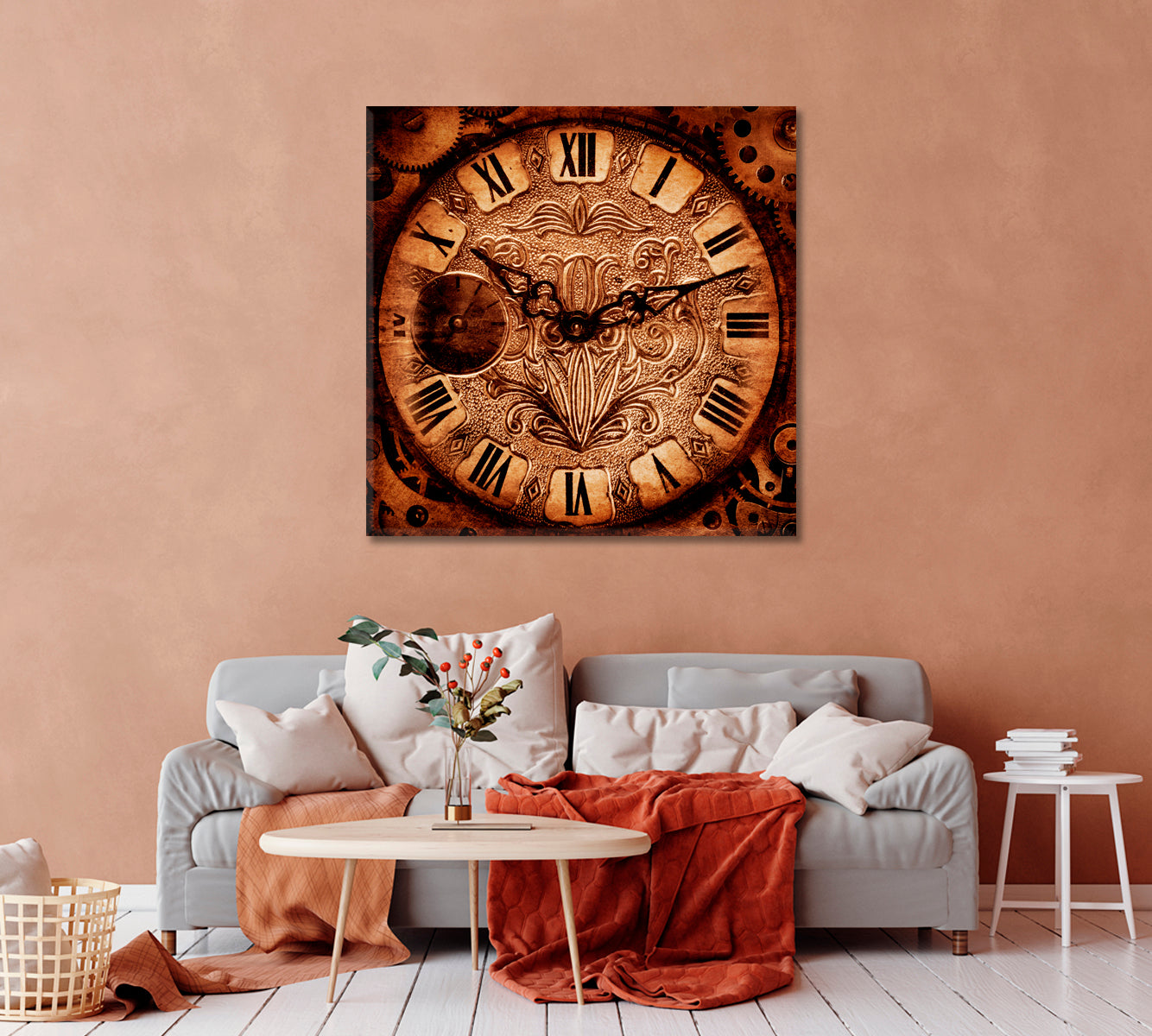 Vintage Clock Canvas Print-Canvas Print-CetArt-1 panel-12x12 inches-CetArt