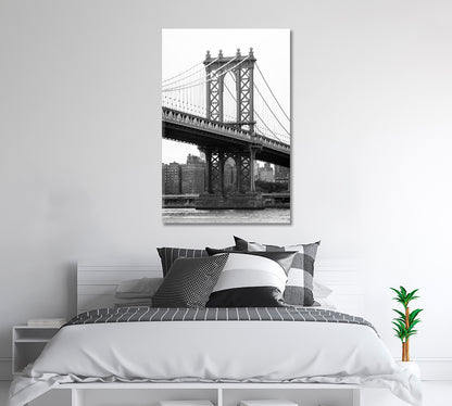 Manhattan Bridge and East River New York City Canvas Print-Canvas Print-CetArt-1 panel-16x24 inches-CetArt