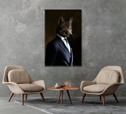 Wolf Businessman Canvas Print-Canvas Print-CetArt-1 panel-16x24 inches-CetArt