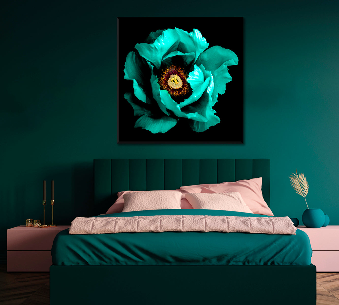 Green Peony Flower Canvas Print-Canvas Print-CetArt-1 panel-12x12 inches-CetArt