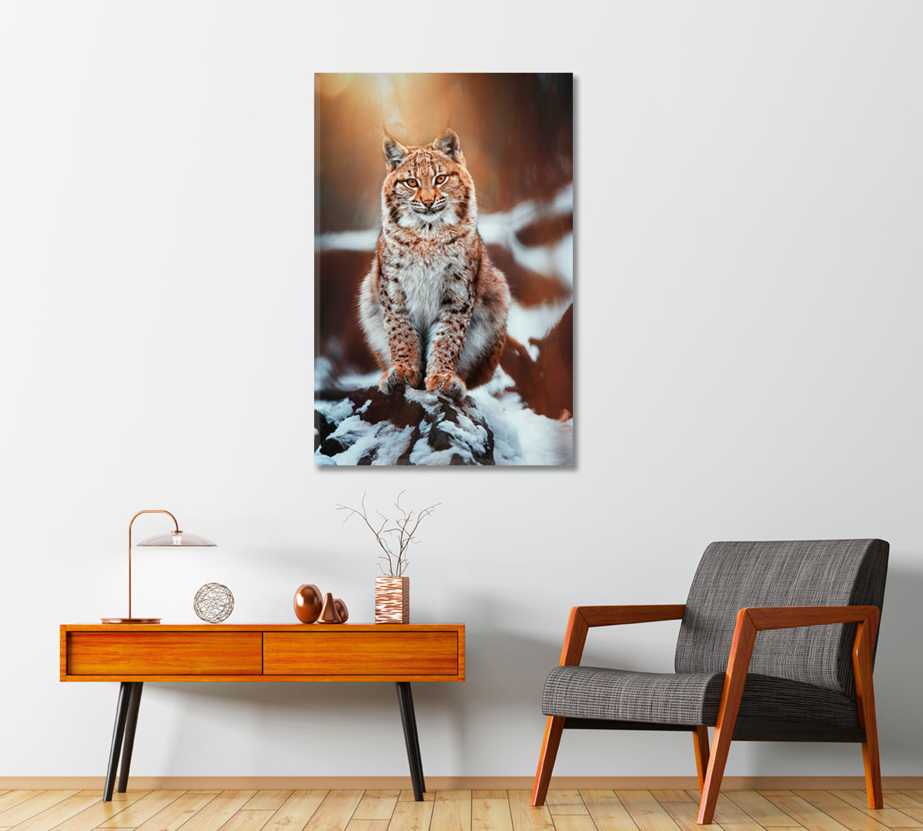 European Lynx in Forest Canvas Print-Canvas Print-CetArt-1 panel-16x24 inches-CetArt