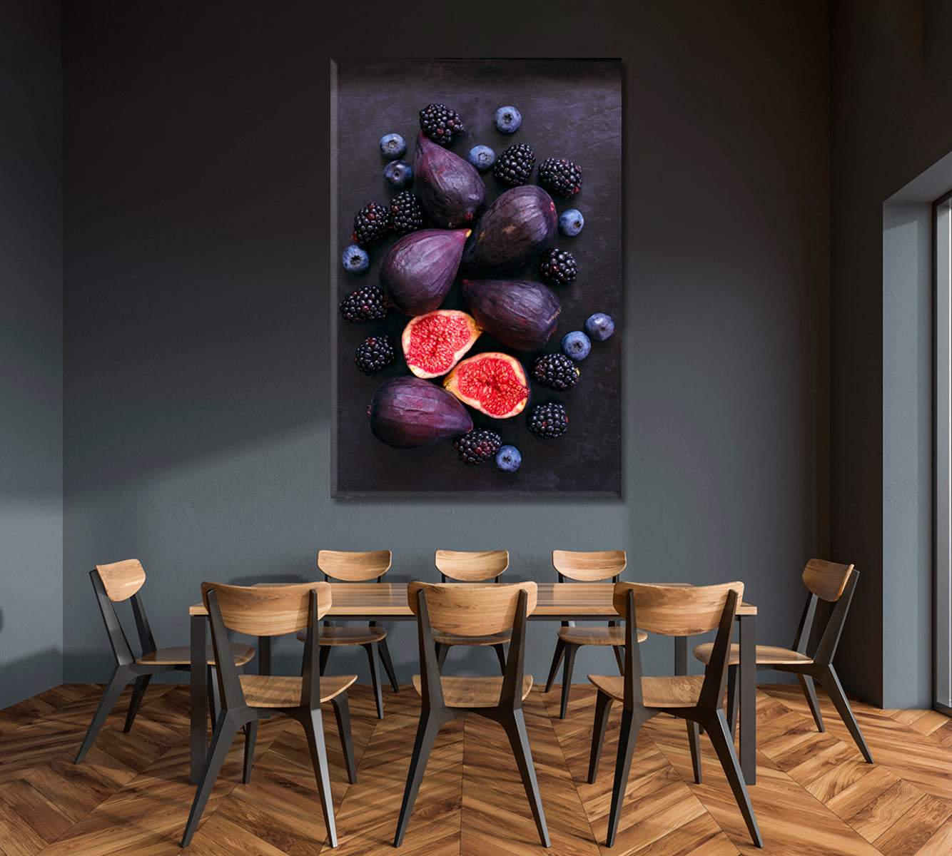 Figs Blackberries and Blueberries Canvas Print-Canvas Print-CetArt-1 panel-16x24 inches-CetArt