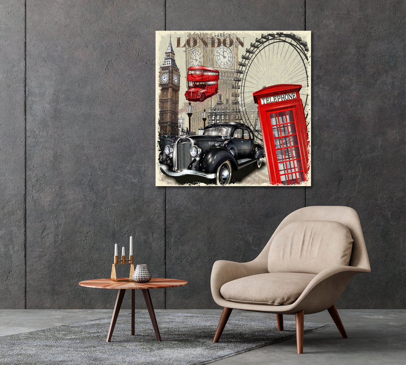 Retro London Canvas Print-Canvas Print-CetArt-1 panel-12x12 inches-CetArt