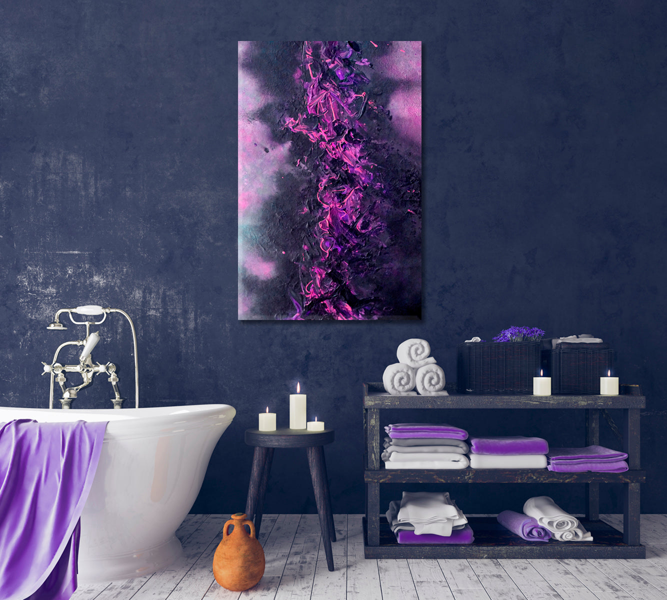 Abstract Purple Brush Strokes Canvas Print-Canvas Print-CetArt-1 panel-16x24 inches-CetArt