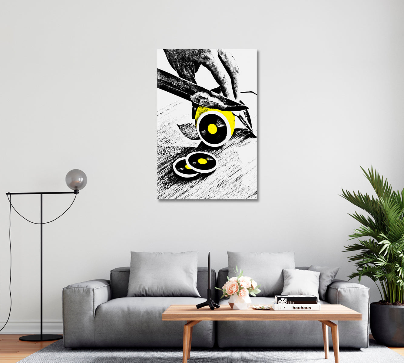 Abstract Lemon Cut Vinyl Record Canvas Print-Canvas Print-CetArt-1 panel-16x24 inches-CetArt