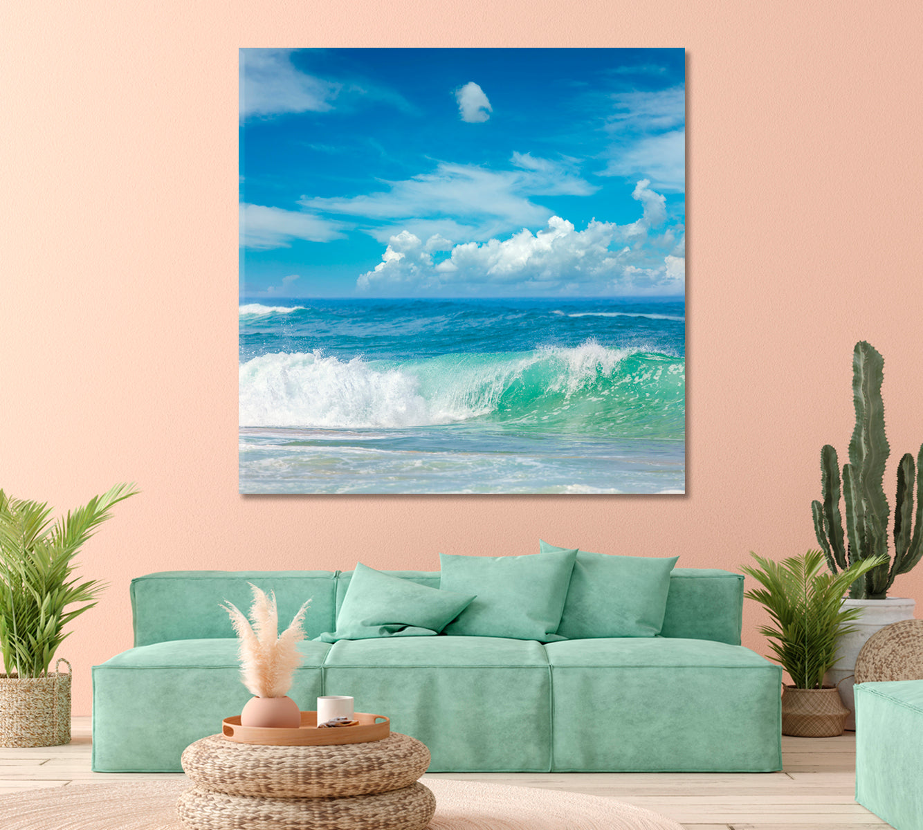 Sea Waves and Blue Sky Canvas Print-Canvas Print-CetArt-1 panel-12x12 inches-CetArt