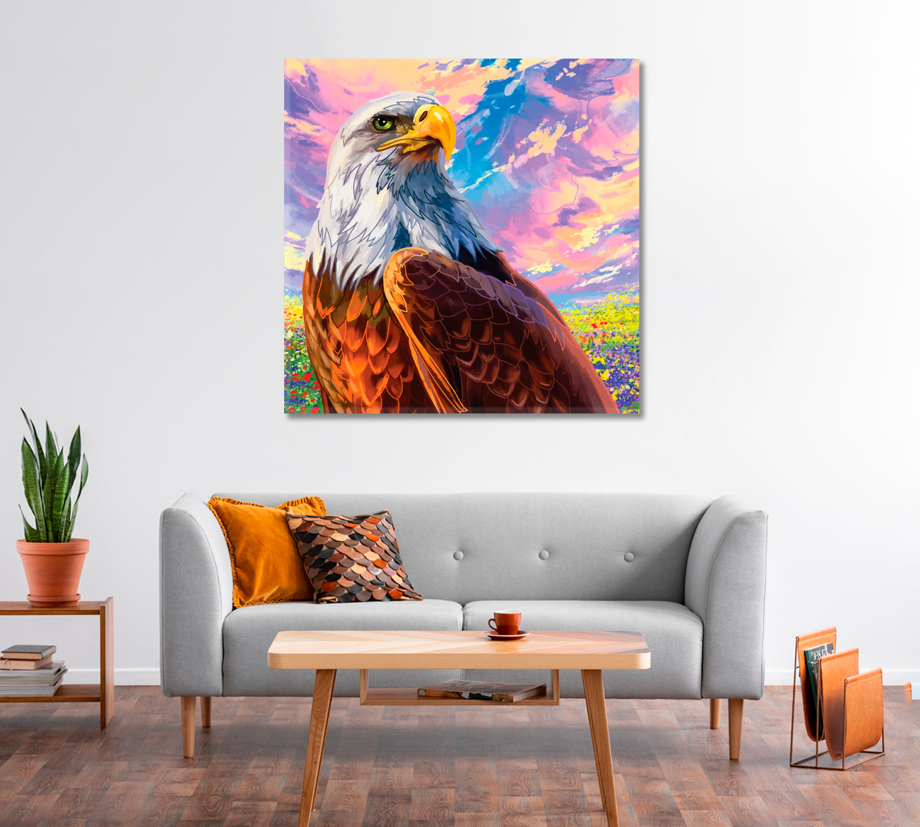 Eagle in Colorful Sky Canvas Print-Canvas Print-CetArt-1 panel-12x12 inches-CetArt