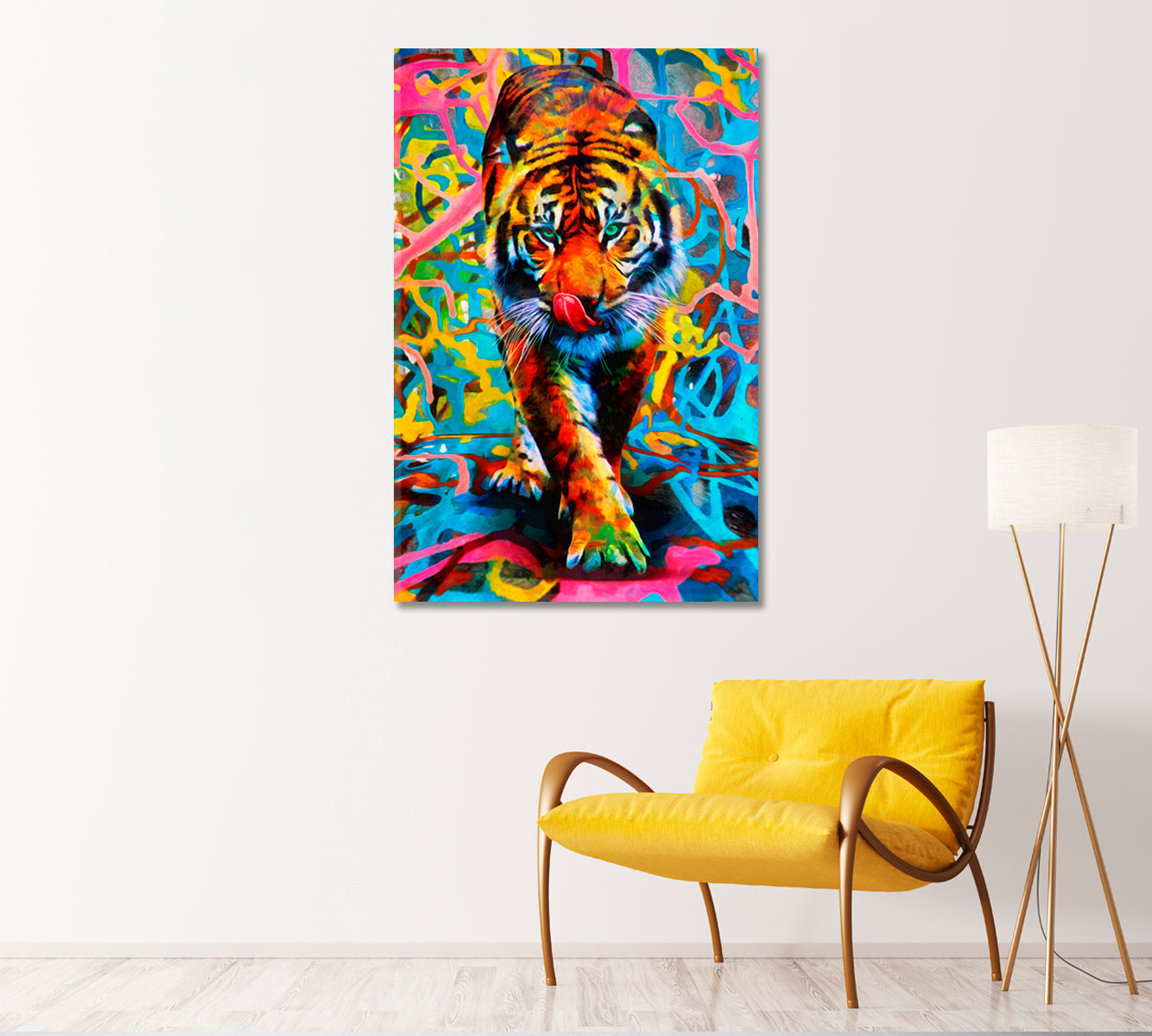 Modern Oil Painting of Tiger Canvas Print-Canvas Print-CetArt-1 panel-16x24 inches-CetArt