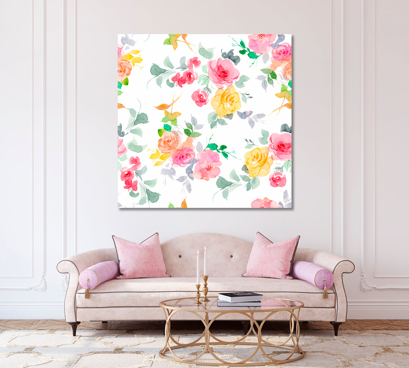 Pastel Abstract Roses Canvas Print-Canvas Print-CetArt-1 panel-12x12 inches-CetArt