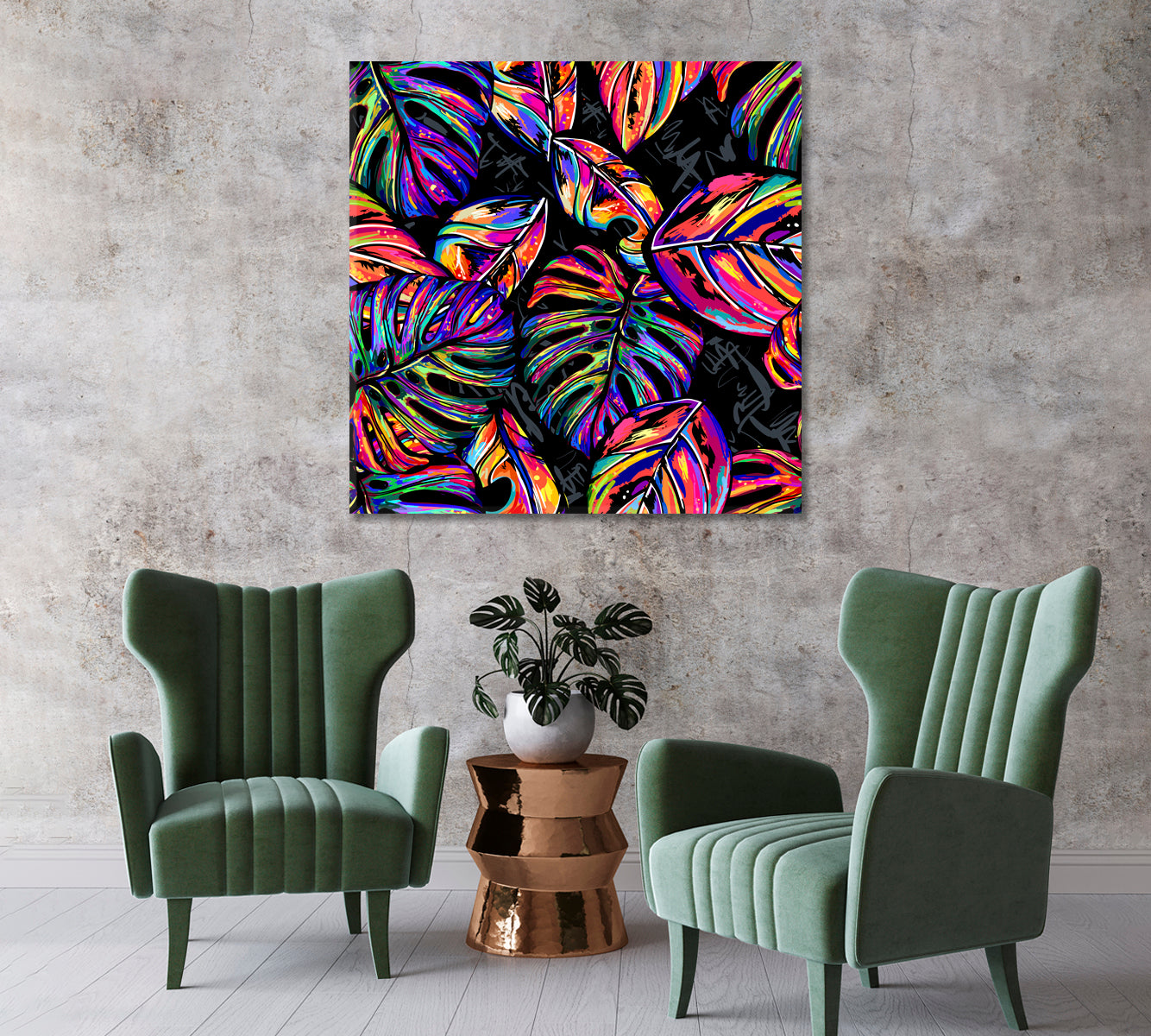 Tropical Colored Leaves Canvas Print-Canvas Print-CetArt-1 panel-12x12 inches-CetArt