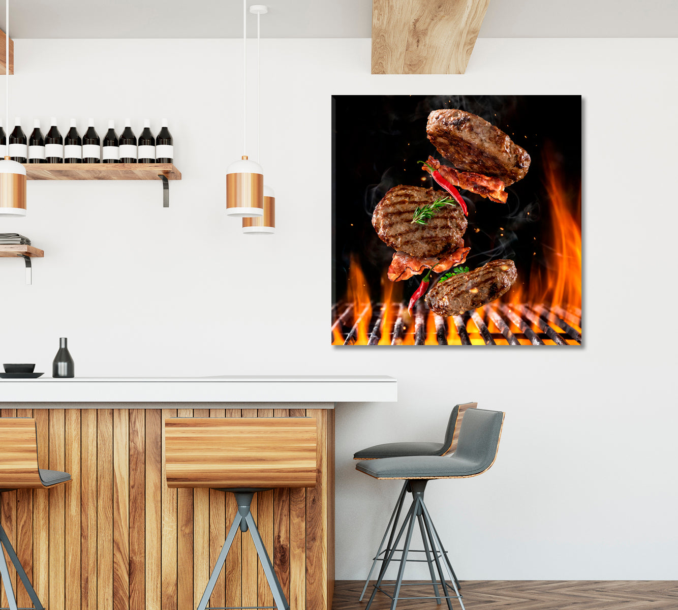 Beef Meat with Chili Canvas Print-Canvas Print-CetArt-1 panel-12x12 inches-CetArt