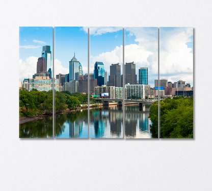 Skyline view of Philadelphia Pennsylvania USA Canvas Print-Canvas Print-CetArt-5 Panels-36x24 inches-CetArt