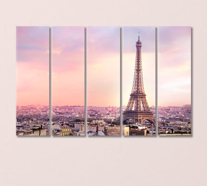 Panorama Paris and Eiffel Tower Canvas Print-Canvas Print-CetArt-5 Panels-36x24 inches-CetArt