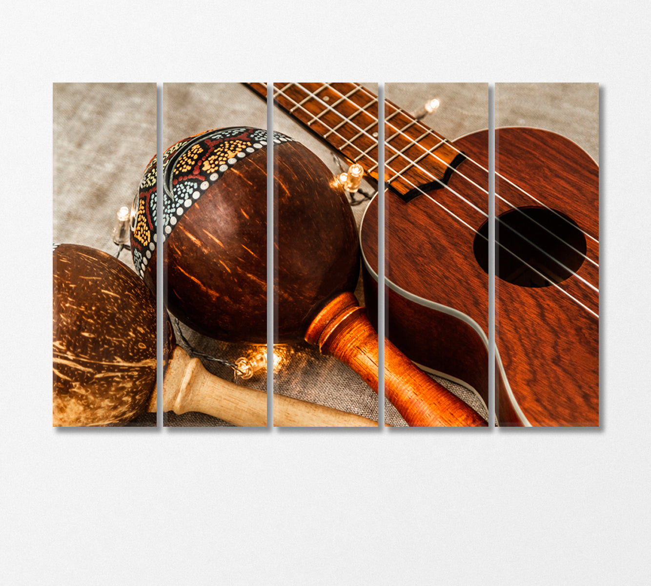 Ukulele and Maracas Canvas Print-Canvas Print-CetArt-5 Panels-36x24 inches-CetArt