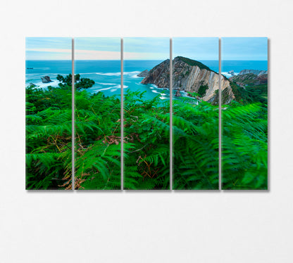 Wild Fern on El Silencio Beach Spain Canvas Print-Canvas Print-CetArt-5 Panels-36x24 inches-CetArt