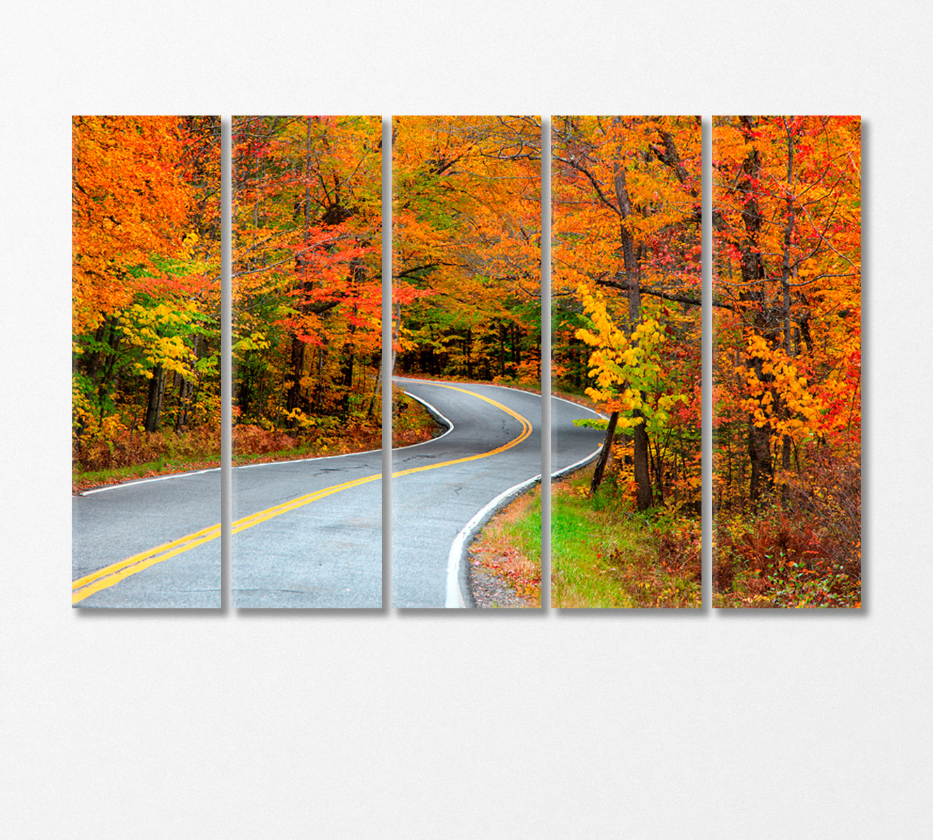 Road to Vermouth USA Autumn Landscape Canvas Print-Canvas Print-CetArt-5 Panels-36x24 inches-CetArt