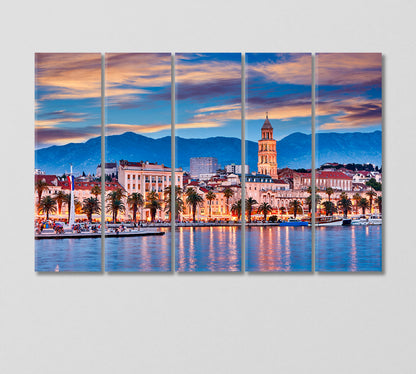 Night City Split Croatia Canvas Print-Canvas Print-CetArt-5 Panels-36x24 inches-CetArt