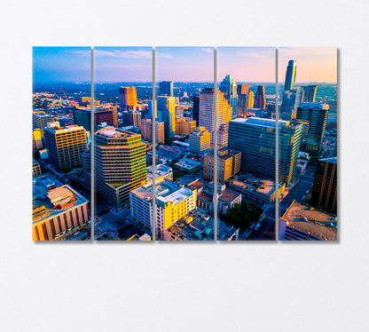 Skyscrapers and Downtown Austin Aerial View Canvas Print-Canvas Print-CetArt-5 Panels-36x24 inches-CetArt