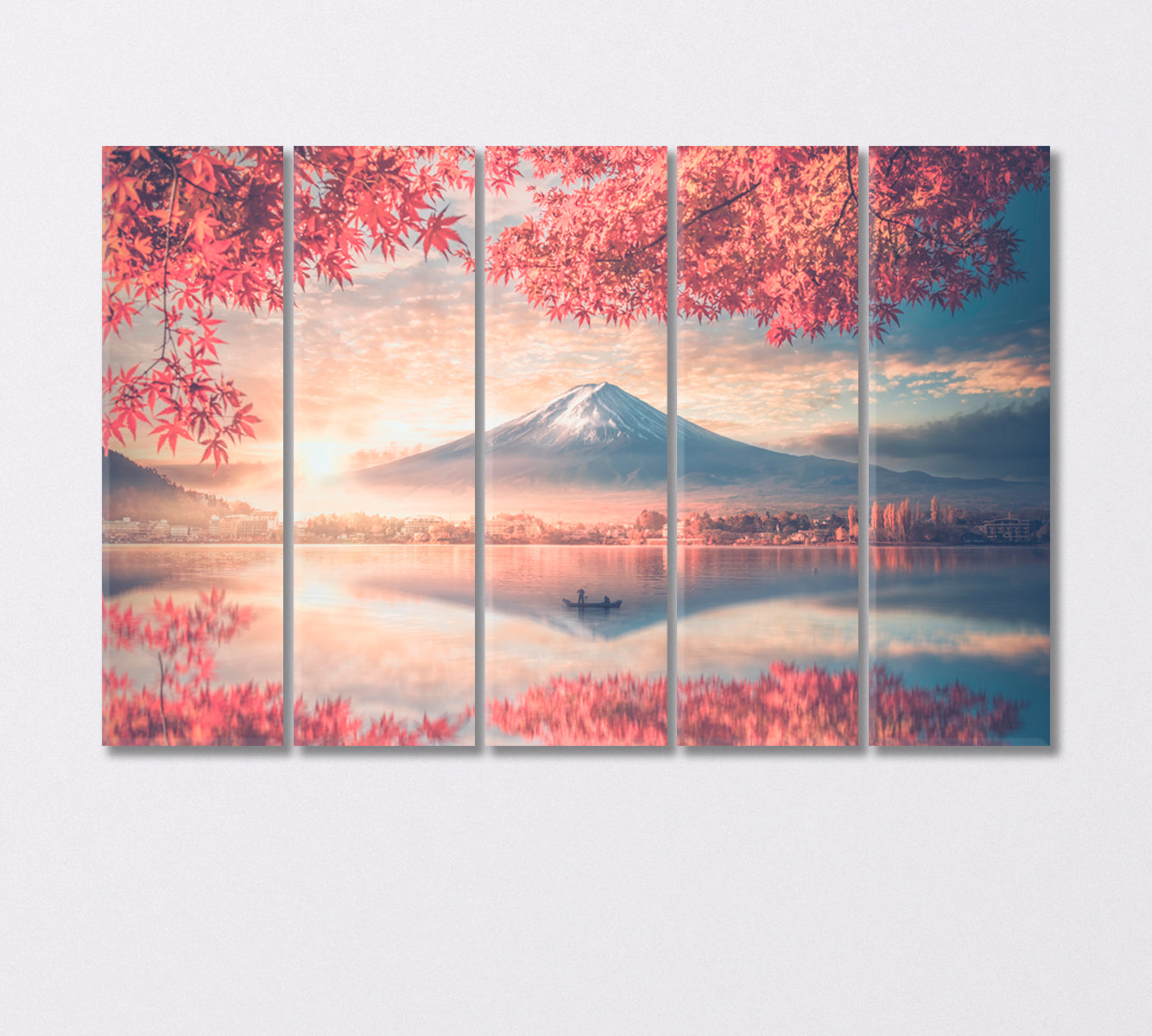 Mount Fuji at Colorful Autumn Japan Canvas Print-Canvas Print-CetArt-5 Panels-36x24 inches-CetArt