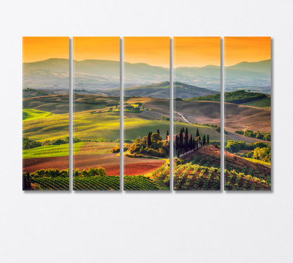 Tuscany Landscape at Sunrise Italy Canvas Print-Canvas Print-CetArt-5 Panels-36x24 inches-CetArt