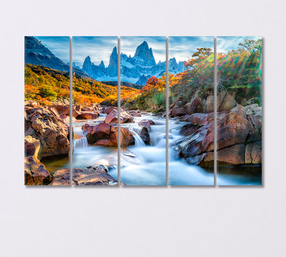 Mount Fitzroy on the Border Chile and Argentina Canvas Print-Canvas Print-CetArt-5 Panels-36x24 inches-CetArt