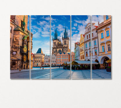 Old Town Square Prague Czech Republic Canvas Print-Canvas Print-CetArt-5 Panels-36x24 inches-CetArt