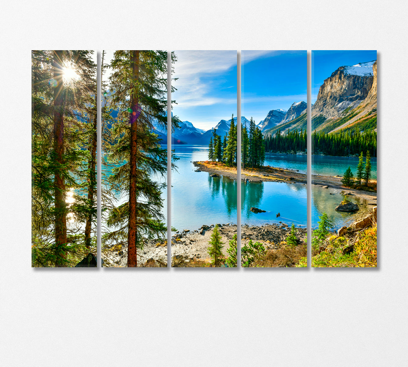 Maligne Lake in Jasper National Park Canada Canvas Print-Canvas Print-CetArt-5 Panels-36x24 inches-CetArt