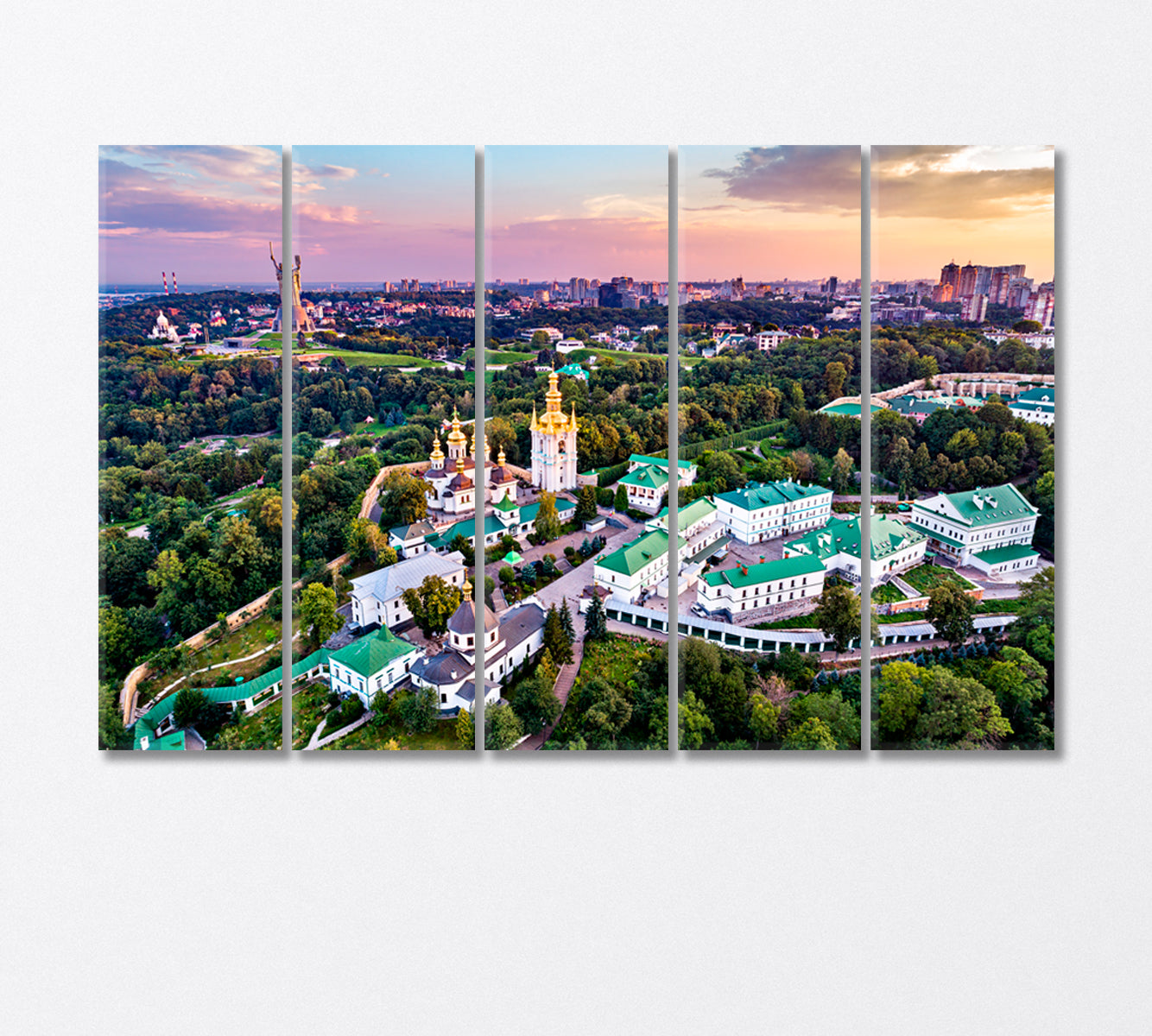 Kiev Pechersk Lavra and the Motherland Monument Kiev Ukraine Canvas Print-Canvas Print-CetArt-5 Panels-36x24 inches-CetArt