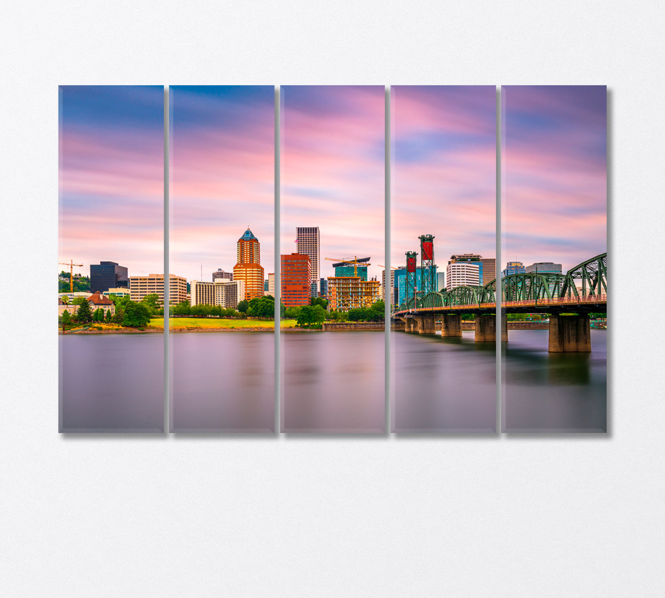 Portland Oregon on the Willamette River Canvas Print-Canvas Print-CetArt-5 Panels-36x24 inches-CetArt