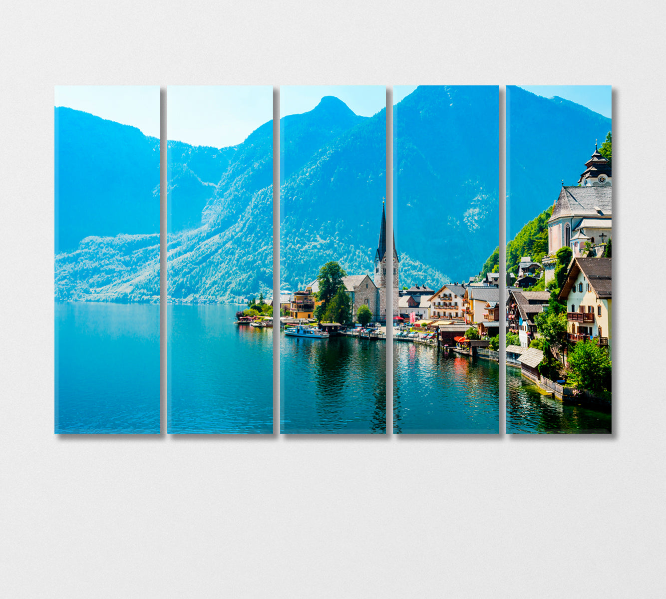 View of the Village Hallstatt Austria Canvas Print-Canvas Print-CetArt-5 Panels-36x24 inches-CetArt