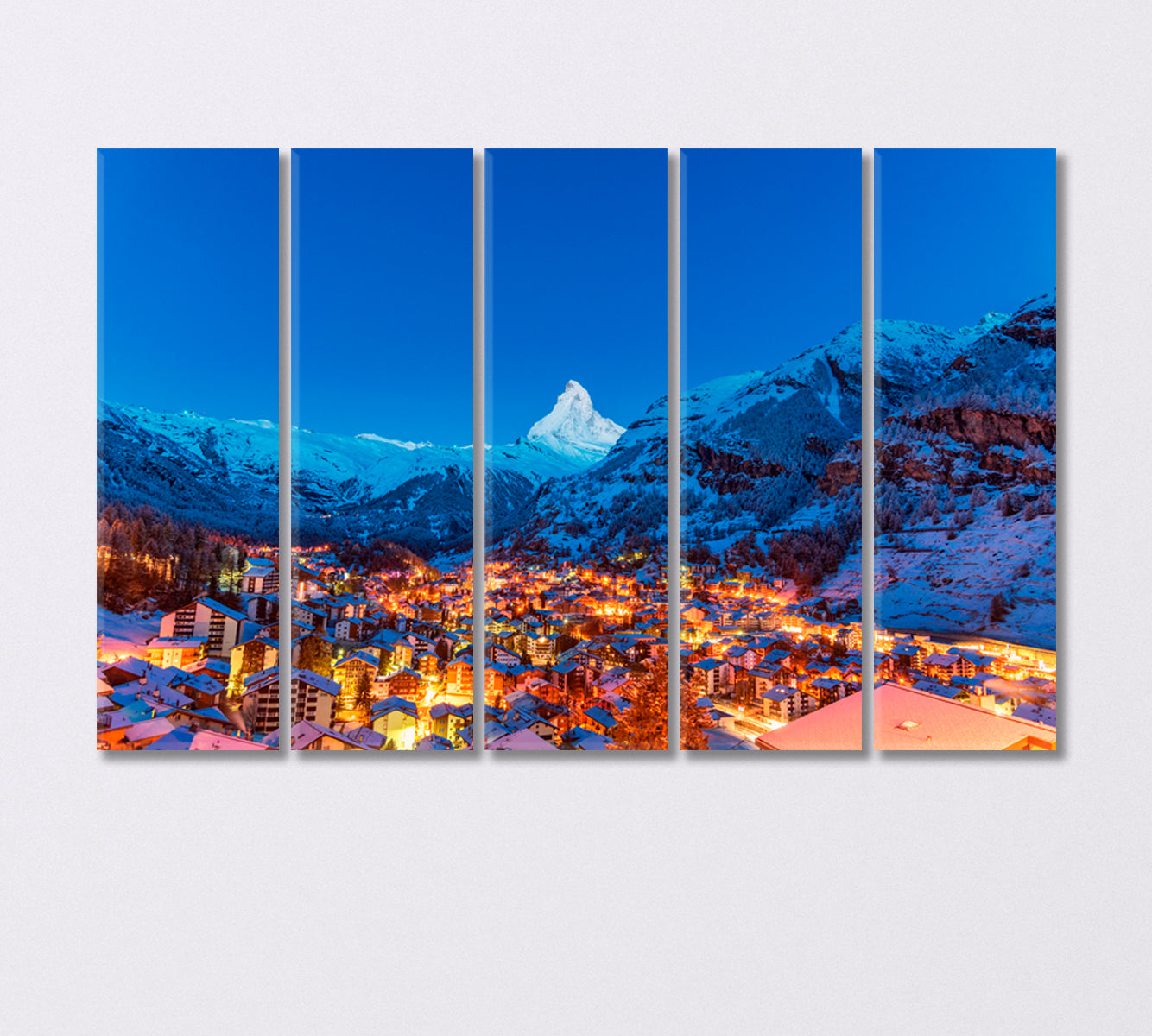 Village Zermatt Switzerland Canvas Print-Canvas Print-CetArt-5 Panels-36x24 inches-CetArt