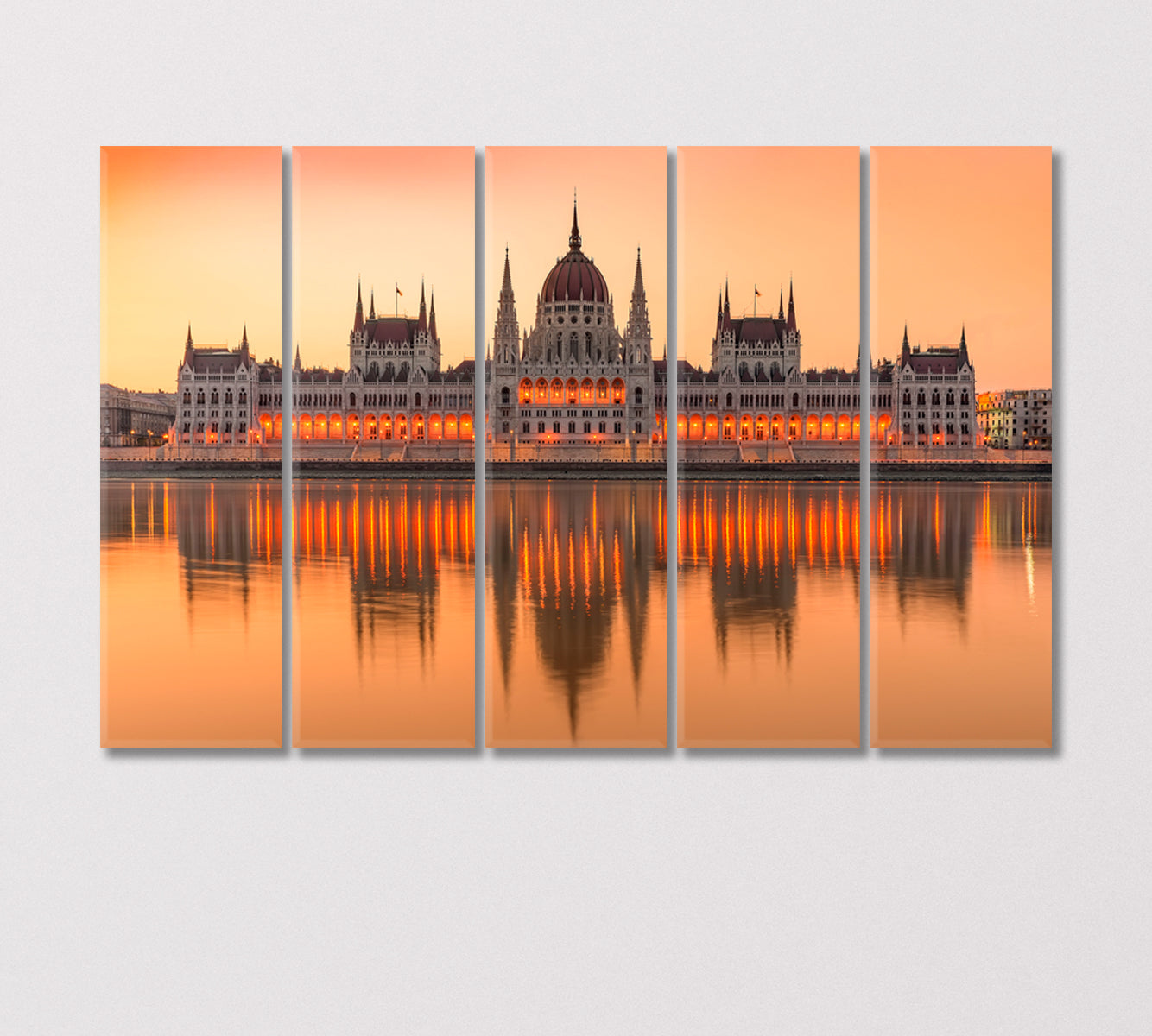 Hungarian Parliament in Budapest Canvas Print-Canvas Print-CetArt-5 Panels-36x24 inches-CetArt