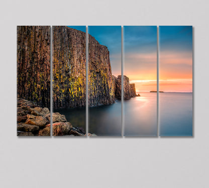 Basalt Columns in Sugandisey Island Iceland Canvas Print-Canvas Print-CetArt-5 Panels-36x24 inches-CetArt