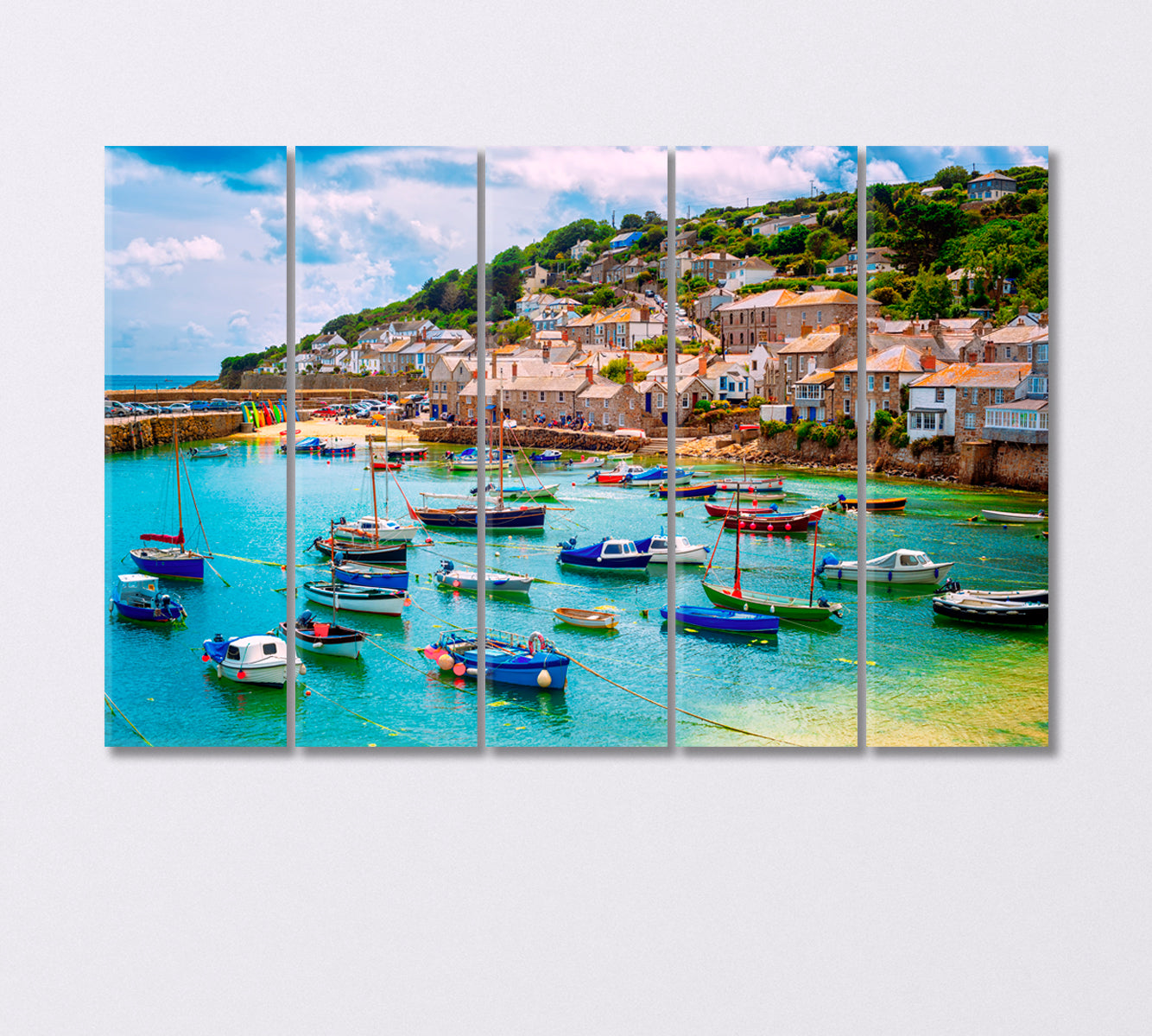 Fishing Port Villages Cornwall England Canvas Print-Canvas Print-CetArt-5 Panels-36x24 inches-CetArt