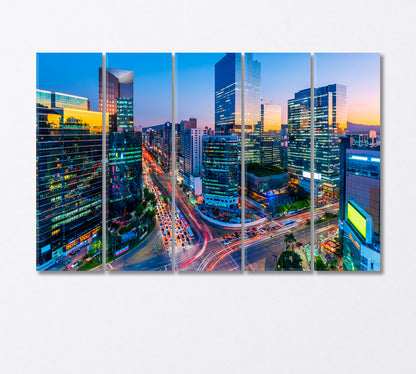 Seoul Skyscrapers at Gangnam Square South Korea Canvas Print-Canvas Print-CetArt-5 Panels-36x24 inches-CetArt