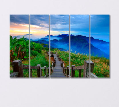 Stairway to the Breathtaking Mountains of Taiwan Canvas Print-Canvas Print-CetArt-5 Panels-36x24 inches-CetArt