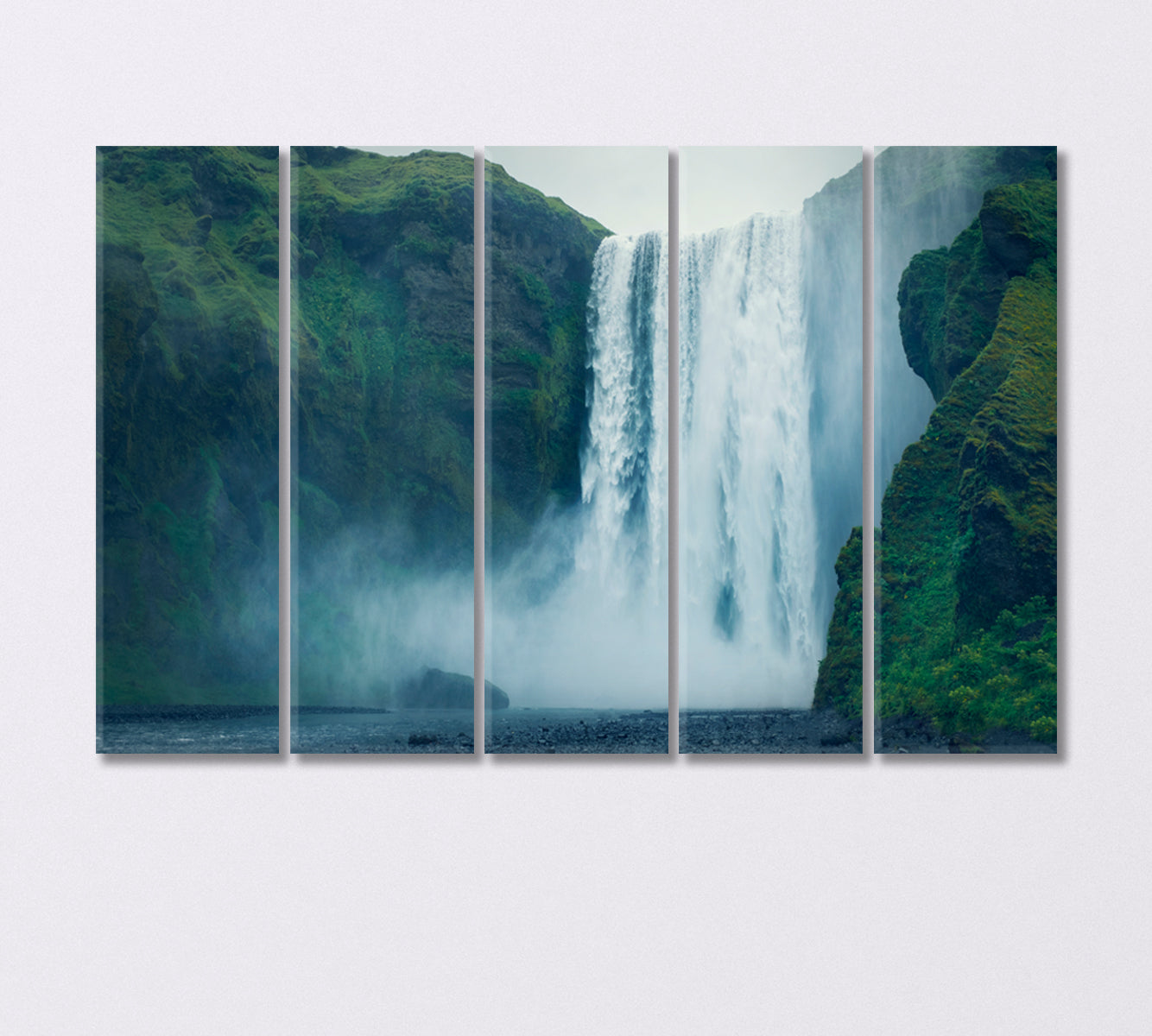 The Majestic Skogafoss Waterfall Iceland Canvas Print-Canvas Print-CetArt-5 Panels-36x24 inches-CetArt