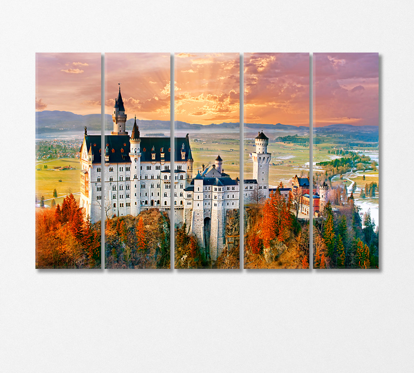 Neuschwanstein Castle Germany Canvas Print-Canvas Print-CetArt-5 Panels-36x24 inches-CetArt