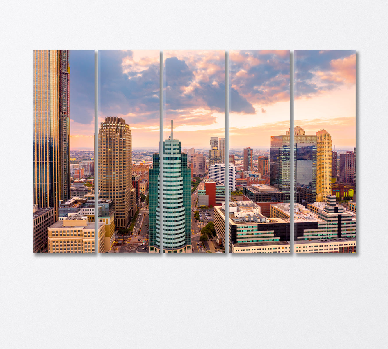 Jersey City High Rise at Sunset Canvas Print-Canvas Print-CetArt-5 Panels-36x24 inches-CetArt