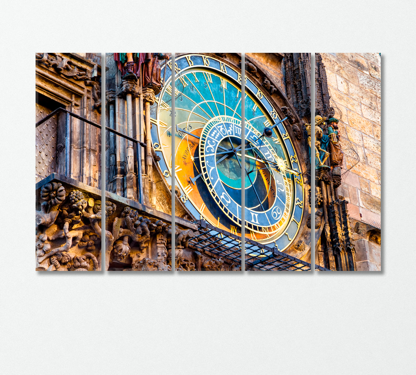 Prague Medieval Astronomical Clock Canvas Print-Canvas Print-CetArt-5 Panels-36x24 inches-CetArt