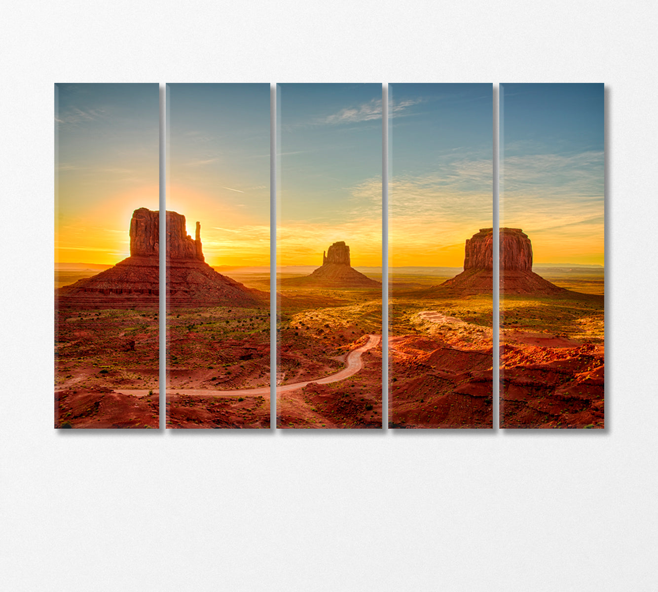 Sunrise at Monument Valley Arizona USA Canvas Print-Canvas Print-CetArt-5 Panels-36x24 inches-CetArt